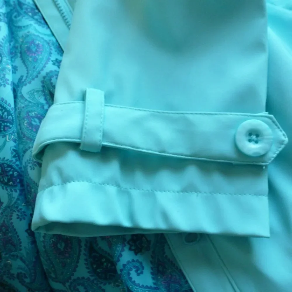 💙 Cozy Teal Zip-Up Long Rain Jacket / Trench Coat – NWOT 💙 Classic Elements | - Picture 8 of 11